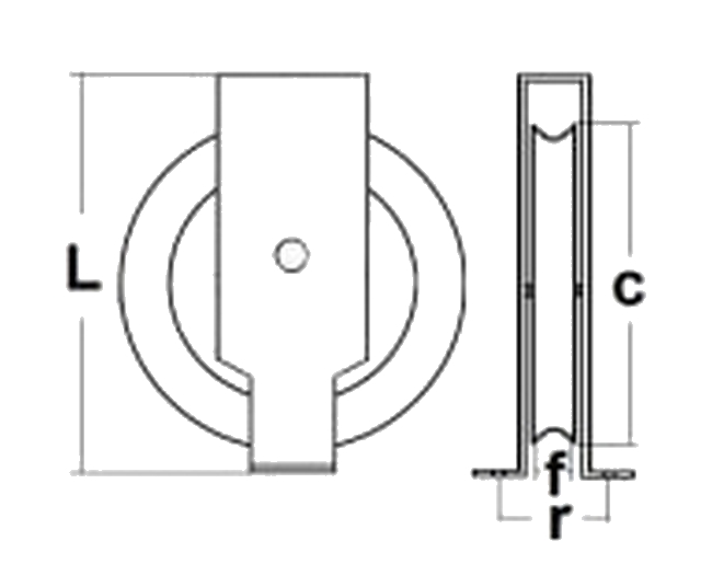 Nylonová kladka s prírubou 10-12/60mm, pre lano 10-12mm, pozinkovaná